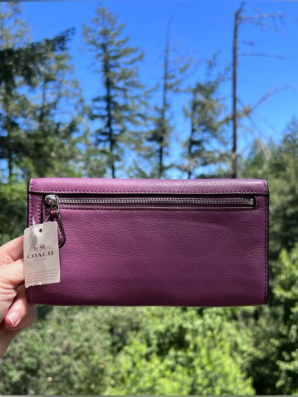 COACH Vintage Purple Leather Trifold Wallet AUTHENTIC